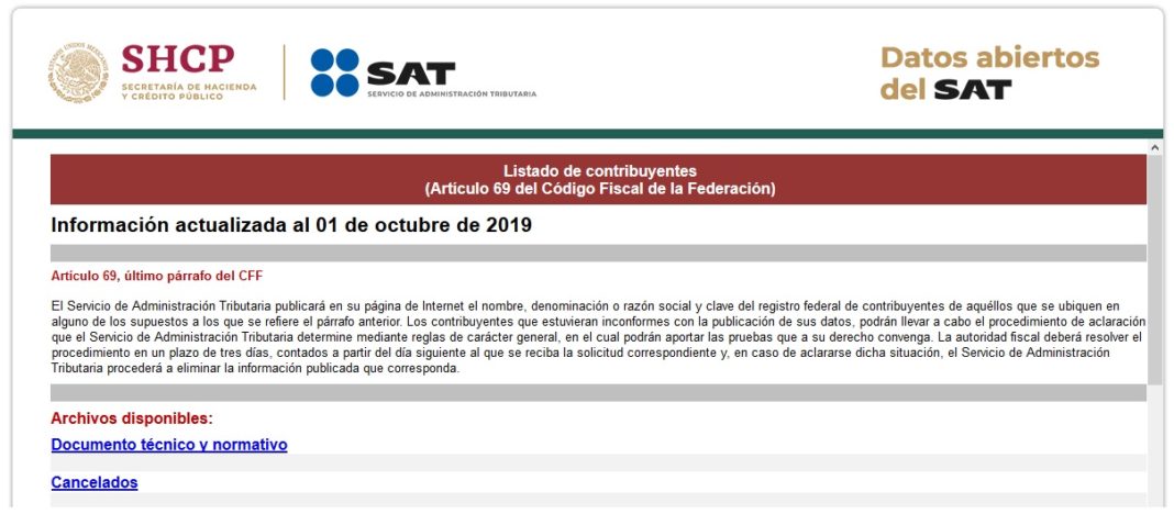 Lista Condonación impuestos SAT