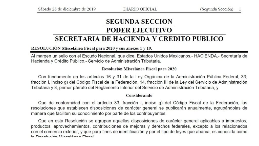 Resolución miscelánea fiscal para 2020 - Contador Contado