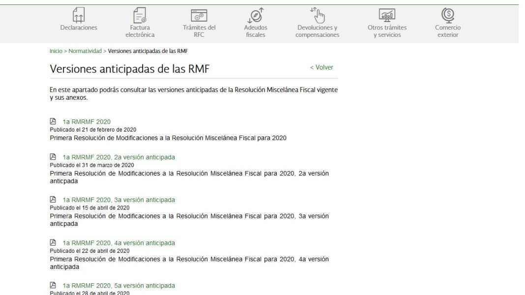 modificaciones rmf 2020