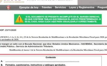 esquemas reportables anexos dof