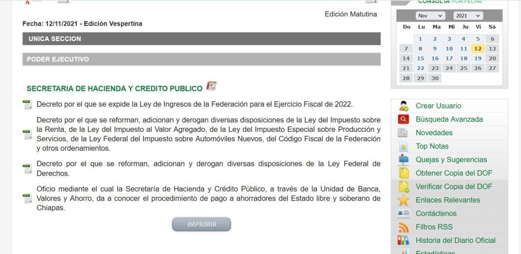 Reformas Fiscales 2022 DOF