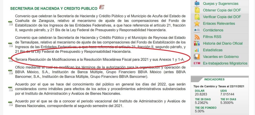 Tercera Resolución de Modificaciones